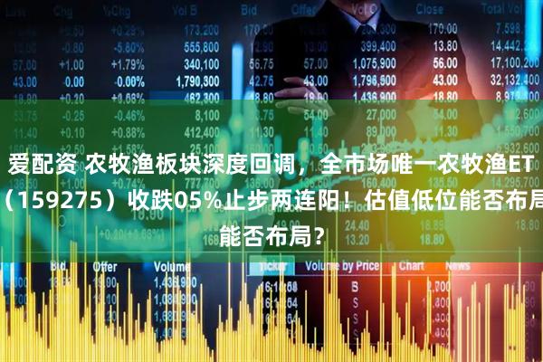 爱配资 农牧渔板块深度回调，全市场唯一农牧渔ETF（159275）收跌05%止步两连阳！估值低位能否布局？